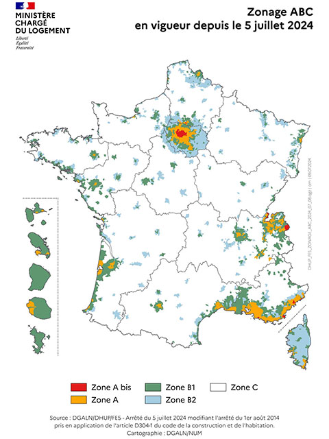 Nouveau zonage ZBC juillet 2024 carte France